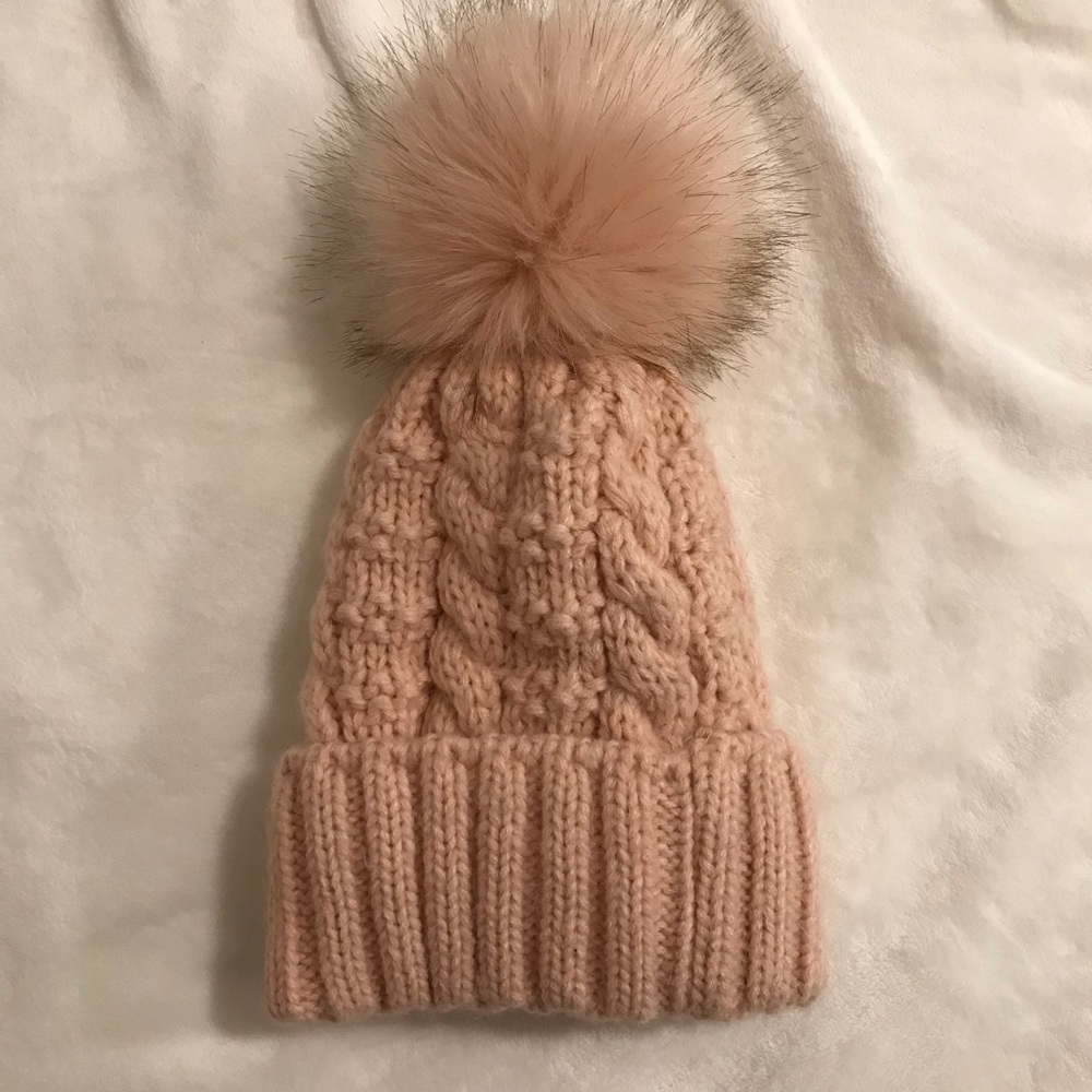 Pink pompom beanie